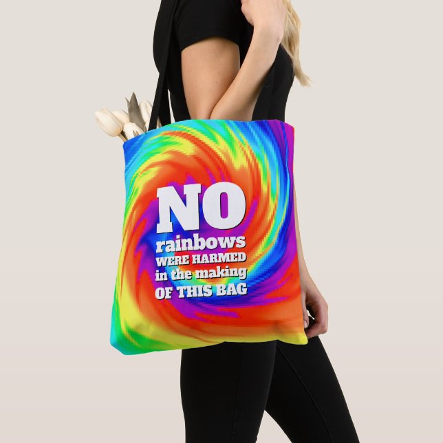 Funny TieDye No Rainbows Were Harmed ... Tote Bag (Close Up)