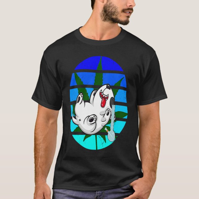 Funny Tiffing Dog with Bong Reggae T-Shirt (Front)