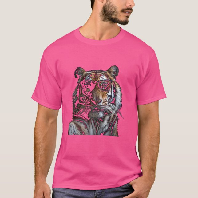 Funny Tiger Animal Lover Graphic Art Cute Cat Safa T-Shirt (Front)