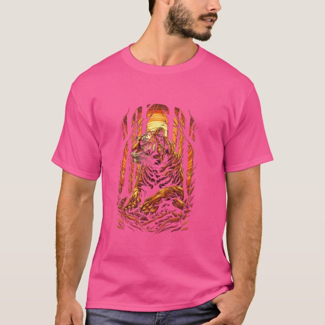 Funny Tiger Animal Lover Graphic Art Cute Cat Safa T-Shirt (Front)