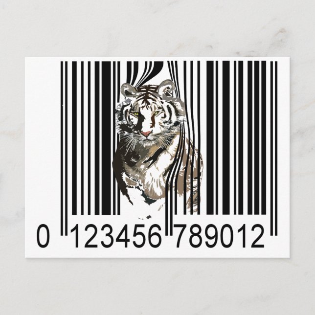 Funny tiger barcode vector postcard (Front)