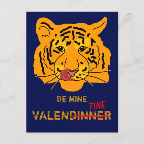 Funny Tiger Be My ValenDinner Postcard