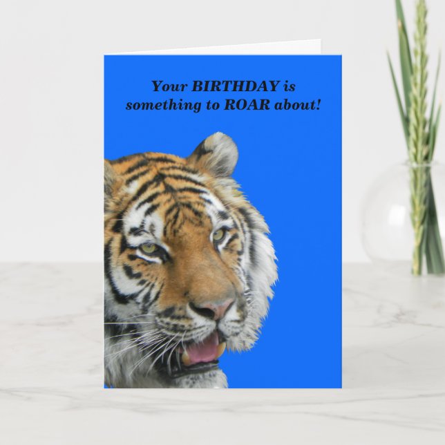 Funny Tiger Birthday Greeting Card (Front)