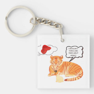 Funny Tiger & Bunny Dilemma – Cute Animal Comic De Keychain