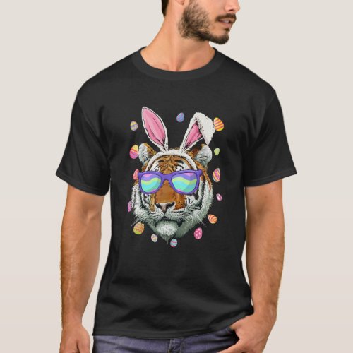 Funny Tiger Bunny Ears Costume Happy Easter Day Fa T_Shirt