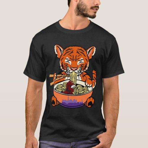 Funny Tiger Eating Chicken Ramen Noodles 21 T_Shirt