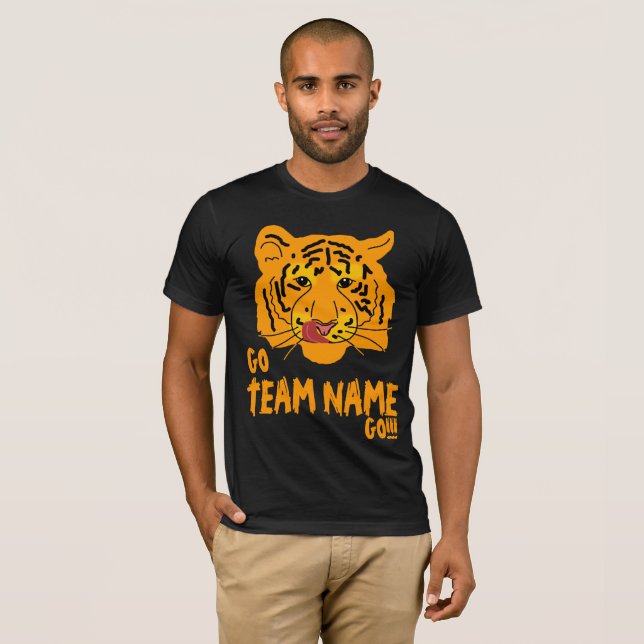 Funny Tiger Football Go and Team Name T-Shirt (Front Full)