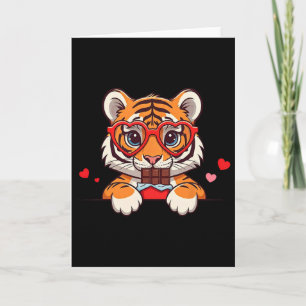 Funny Tiger Heart Chocolate Valentine Tiger Womens Card
