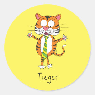 Funny Tiger in a Tie Cartoon Kids Classic Round Sticker