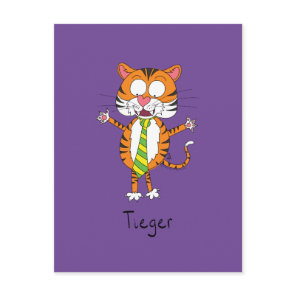 Funny Tiger in a Tie Cartoon Kids Postcard