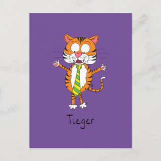 Funny Tiger in a Tie Cartoon Kids Postcard