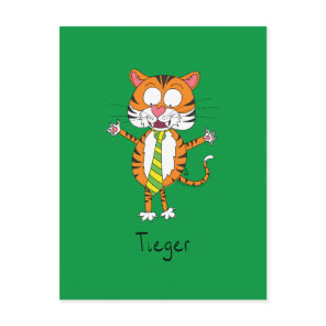 Funny Tiger in a Tie Cartoon Kids Postcard