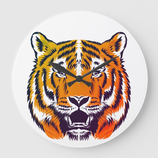 funny tiger Large Clock for beautiful home (Front)
