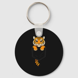 Funny Tiger Peeking In Cket Animal Lover Men Women Keychain