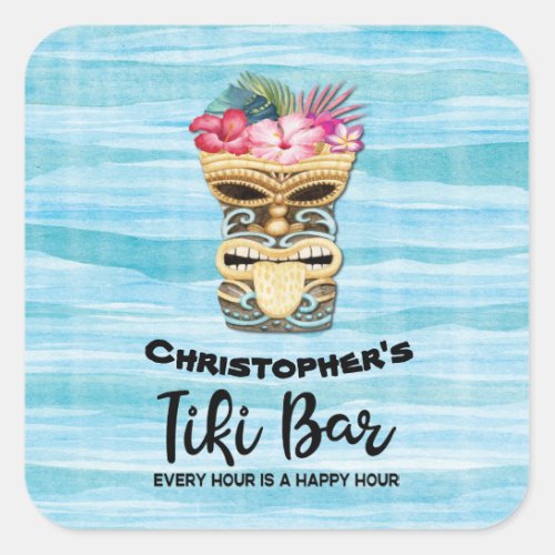 Funny TIki Bar Monogram Party Sticker