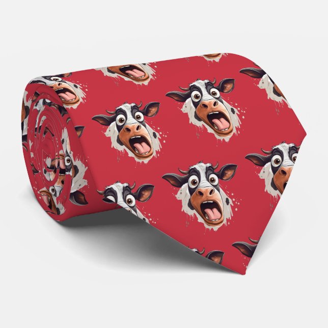 Funny tiled cow lovers pattern  neck tie (Rolled)