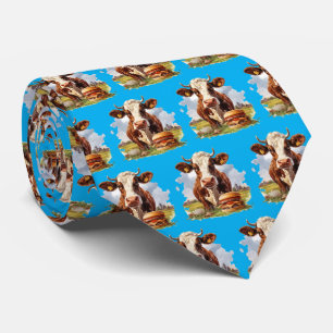 Funny tiled cow lovers pattern  neck tie