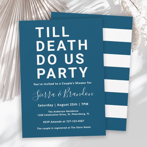 Funny Till Death Do Us Party Couples Shower  Invitation