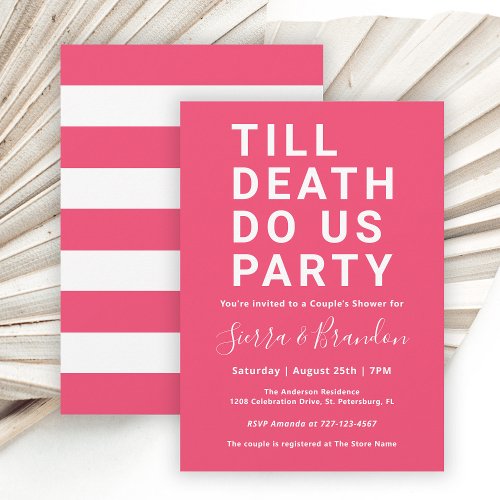 Funny Till Death Do Us Party Couples Shower Invitation