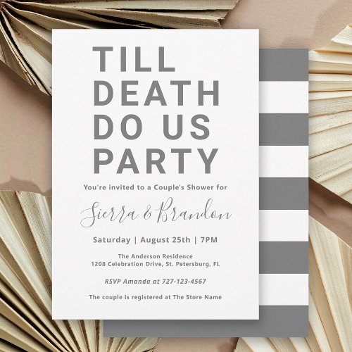 Funny Till Death Do Us Party Couples Shower Invitation
