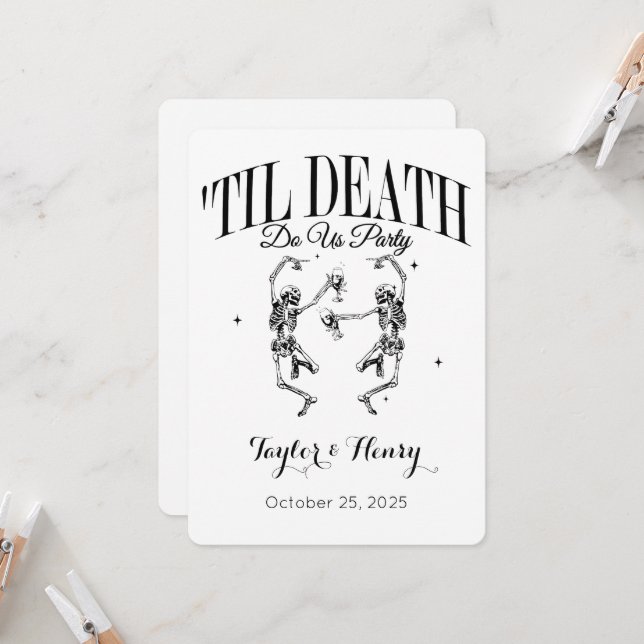 Funny Till Death Do Us Party Wedding Invitations  (Front/Back In Situ)