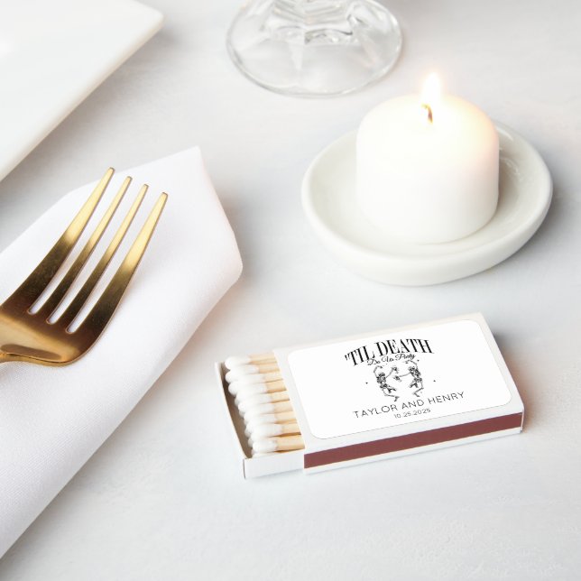 Funny Till Death Do Us Party Wedding Matchboxes (Insitu)