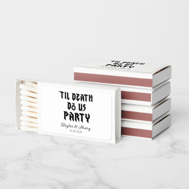 Funny Till Death Do Us Party Wedding Matchboxes (Stacked)
