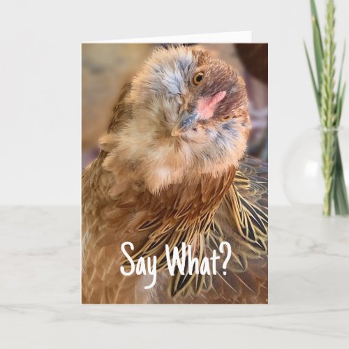 Funny Tilted Head Chicken Close_Up Photo  Card