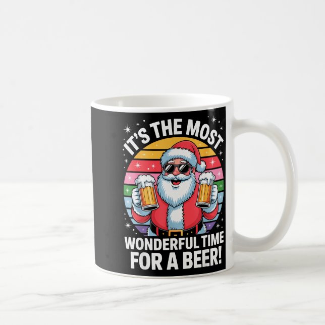 Funny Time For A Beer Santa Christmas  Coffee Mug (Right)