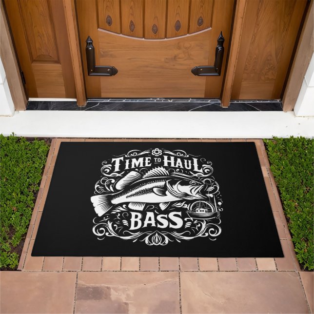 Funny Time to Haul Bass Fishing Boat Doormat (Outdoor)