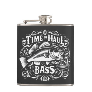 Funny Time to Haul Bass Fishing Boat Flask