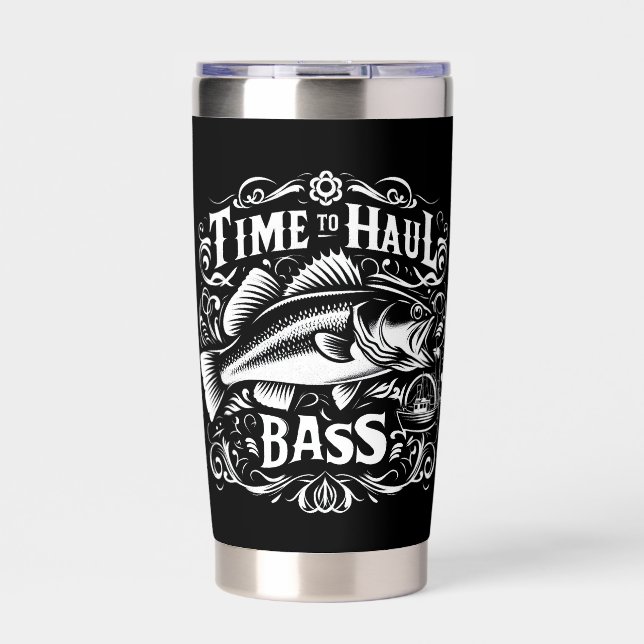 Funny Time to Haul Bass Fishing Boat Insulated Tumbler (Front)