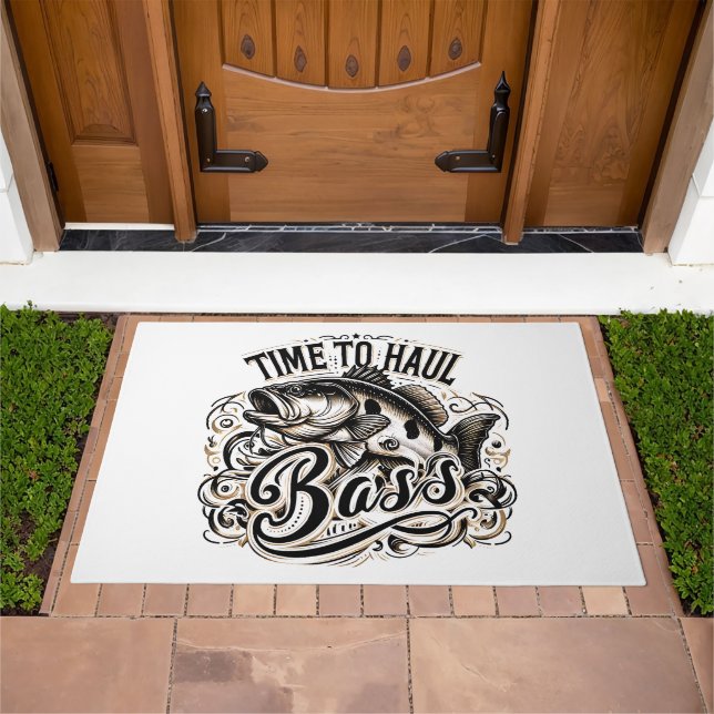 Funny Time to Haul Bass Fishing Doormat (Outdoor)
