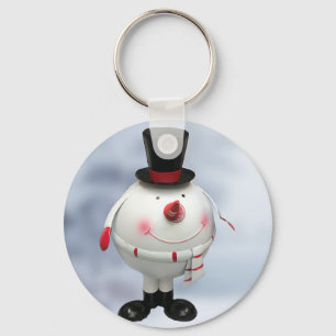 Funny Tin Snowman Christmas Keychain