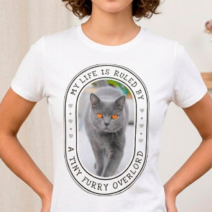 Funny "Tiny Furry Overlord" Personalized Cat Photo T-Shirt