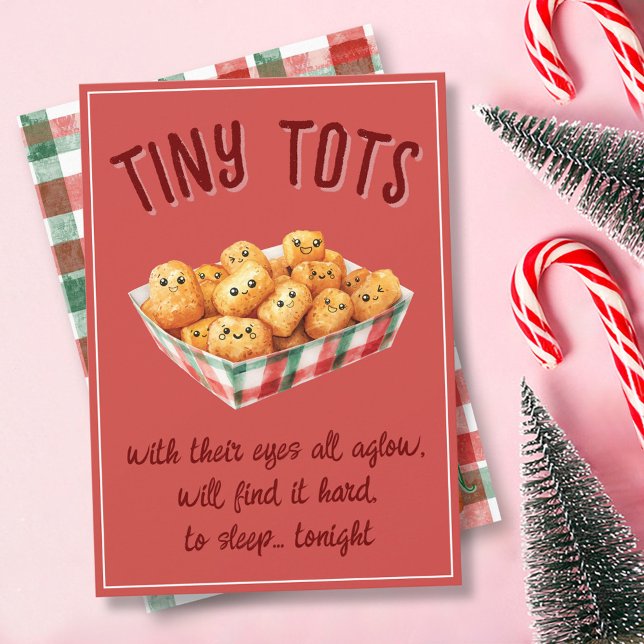 Funny Tiny Tots Watercolor Plaid Merry Christmas Holiday Card (Funny Tiny Tots Merry Christmas watercolor plaid colorful quirky whimsical red & green Holiday card)