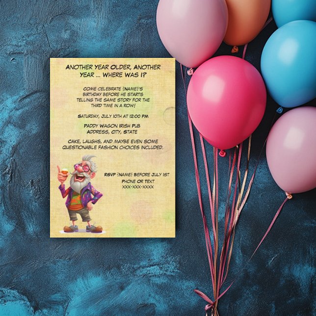 Funny Tipsy Birthday-Drunken Speech  Invitation (Creator Uploaded)