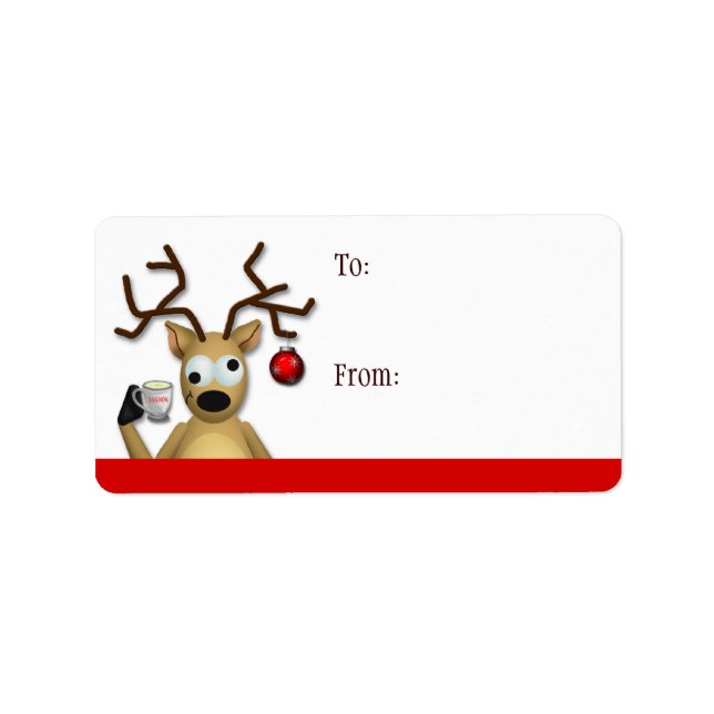 Funny Tipsy Reindeer - Christmas Gift Labels (Front)