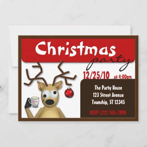 Funny Tipsy Reindeer Christmas Invitations