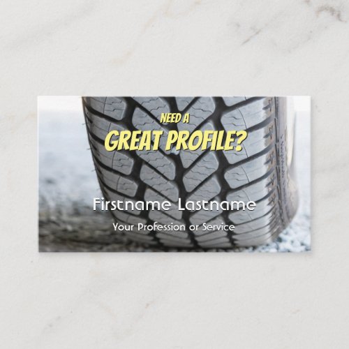 Funny tire fitter and wheel expert tuning business business card