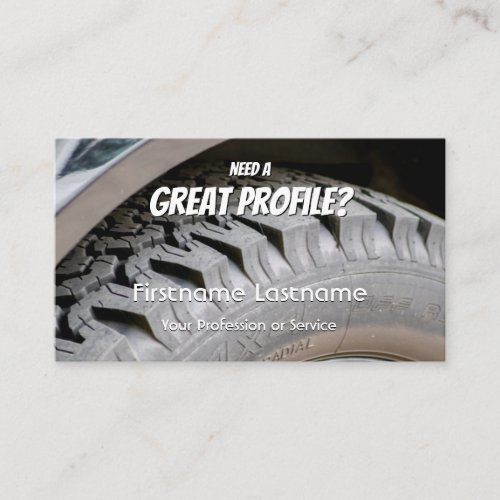 Funny tire fitter and wheel expert tuning business business card