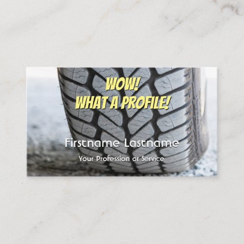 Funny tire fitter and wheel expert tuning business business card