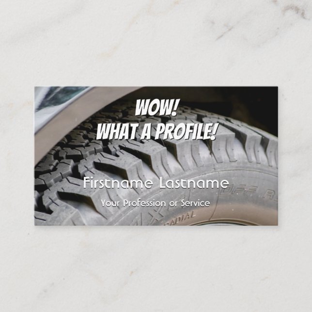 Funny tire fitter and wheel expert tuning business business card (Front)