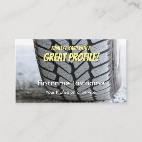 Funny tire fitter and wheel expert tuning business card