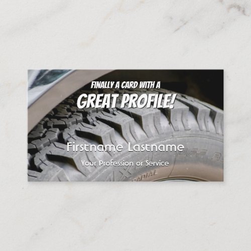 Funny tire fitter and wheel expert tuning business card