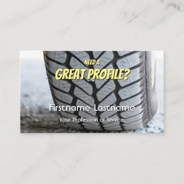 Funny tire fitter and wheel expert tuning business card (Front)