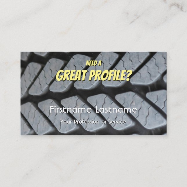 Funny tire fitter and wheel expert tuning business card (Front)