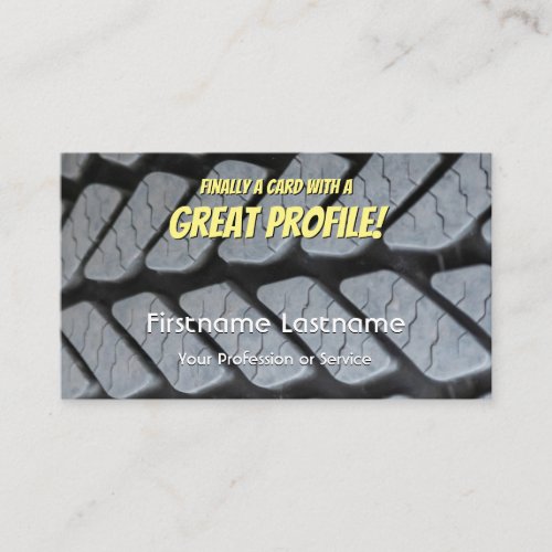 Funny tire fitter and wheel expert tuning business card