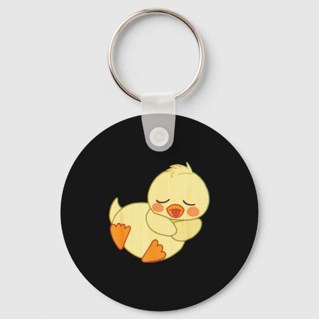 Funny Tired As Duck I Love Cute Ducklings Quote Gi Keychain (Front)