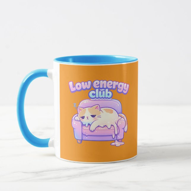 Funny Tired Cute Cat Melting on Chair Coffee Mug (Left)